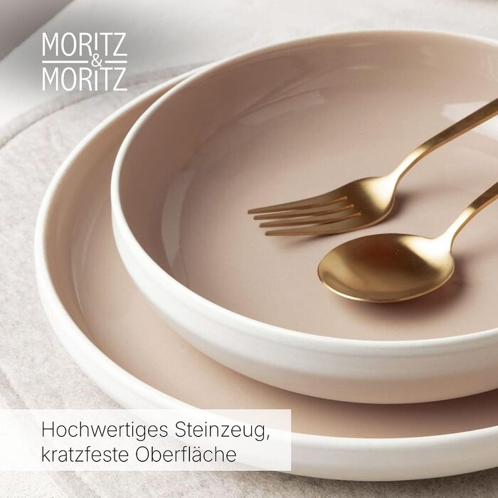 Набір керамічного посуду Moritz & Moritz Cavo Almond на 6 осіб, 24 предмети (тарілки, миски, чашки), колір мигдалевий