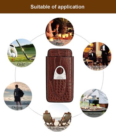 Вишуканий тютюнець PIPITA з натуральної шкіри крокодила для 3 сигар, з інтегрованим різаком та зручною сумкою для подорожей (колір: коричневий)