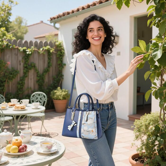 Стильна жіноча сумка-шопер Blau з ручками та ланцюжком, шкірзам, для роботи, подорожей, школи