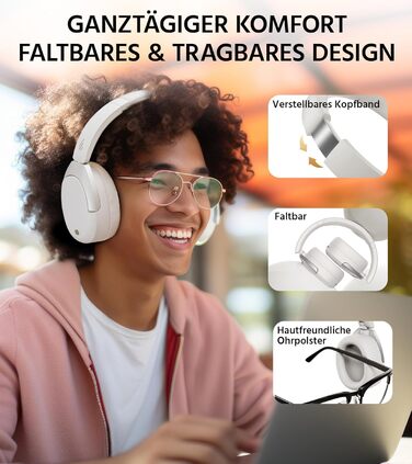 Edifier W830NB Бездротові навушники Over-Ear з ANC -45dB, 94год. акумулятор, LDAC Hi-Res звук, Spatial Audio, швидка зарядка, Bluetooth V5.4 (пісочний)