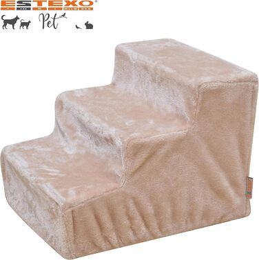 Сходинки для тварин ESTEXO: сходи для собак та котів, 3 сходи, плюшевий чохол, бежевий колір