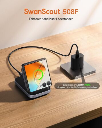 Індукційна зарядна станція SwanScout для Samsung Galaxy Z Flip 6/5/4/3 та Z Fold серії, бездротовий зарядний пристрій