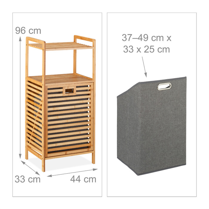 Relaxdays Bamboo Bathroom Shelf with Laundry Basket
