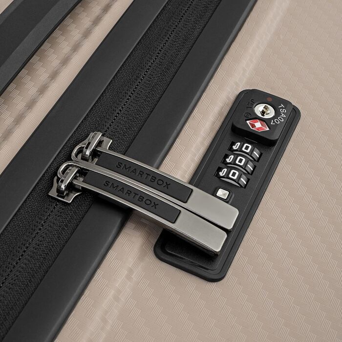 Чемодан SMARTBOX Hartschalen Check-in з жорстким корпусом | Великий XL Trolley 52 x 33 x 76 см, розширюється до 111-120 літрів | з високоякісного поліпропілену | 4 подвійні колеса & TSA-замок | легкий 4,2 кг (Edition 01) (Бежевий)