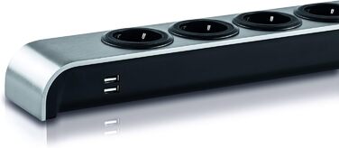 Розподільник розеток Oehlbach Powersocket 505 - преміум якість, 2 USB-порти для планшету та смартфона, компактний дизайн, колір антрацит