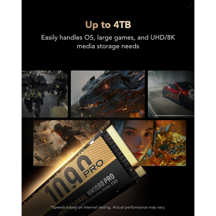 Lexar NM1090 PRO 1TB - SSD PCIe 5.0 Gen5 NVMe: до 14000 МБ/с, для AI, ігор та створення контенту (Laptop/PC)