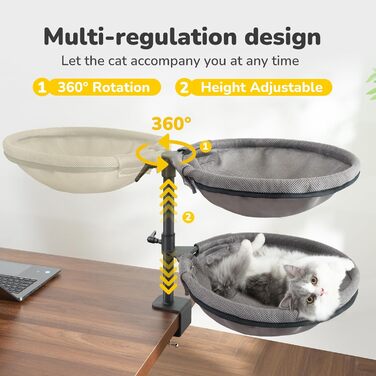 Підвісне ліжко для котів CATISM 360° обертання, лежанка, гамак, кошик для сну, підвісне ліжко для котів, 36x38 см, до 20 кг