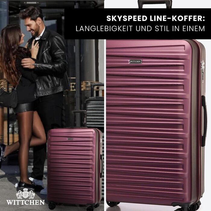 WITTCHEN Skyspeed Line: Великий валіза на колесах з ABS, для подорожей, з комбінаційним замком та телескопічною ручкою, 4 колеса, підходить для Lufthansa/Eurowings/Ryanair/Condor, колір каштанового дерева
