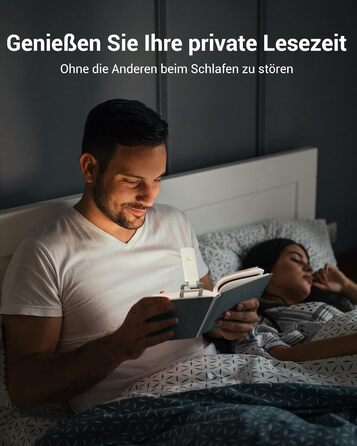 LED лампа для читання DEWENWILS на кліпсі, USB перезарядна, 2 рівні яскравості, тепле біле світло, подарунок для дітей та книголюбів