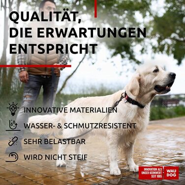 Водонепроникний нашийник для собак WAUDOG: великі, середні та малі породи. Регульований, металевий замок, 31-49 см, 25 мм ширина