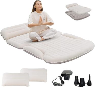 KMZ Automatic Car Mattress, 2 Pillow Car Air Mattress, Double-Sided Thickened Flocked Auto Mattress, Inflatable Car Bed for Trunk Rear Seat