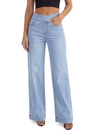 Джинси жіночі Baggy Daen широкого крою, висока талія, прямі, темно-сині, inseam 31 (M Petite) / світло-сині, inseam 29