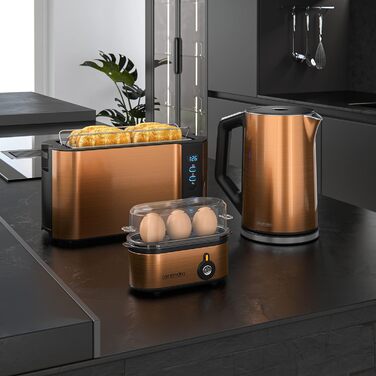 Електричний яйцеварка Arendo Threecook з нержавіючої сталі - 1-3 яйця, регулювання ступеня готовності, BPA-free, GS-сертифікат