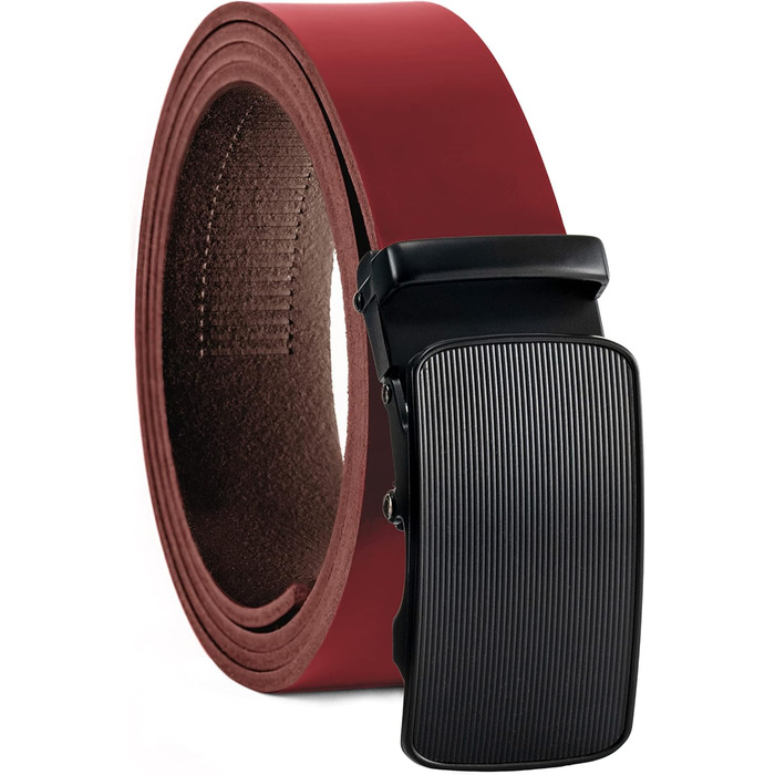 Чоловічий шкіряний ремінь Volmer ATG з автоматичною застібкою та регулюванням | Ширина 35 мм, довжина 125 см, колір бордовий