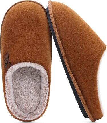 Тапочки чоловічі COFACE з фетру, теплі, зручні, з м'якою підкладкою, з антиковзкою гумовою підошвою, для дому та вулиці, розмір 40-49 (Хакі, 45 EU)