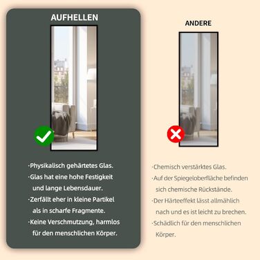 Large Standing Mirror with Black Metal Frame