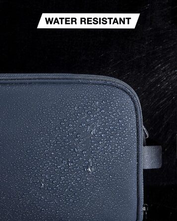 Чоловіча дорожня косметичка BAGSART з подвійним замком, об'єм 5л, темно-сіра (з синьою шкіряною фольгою)