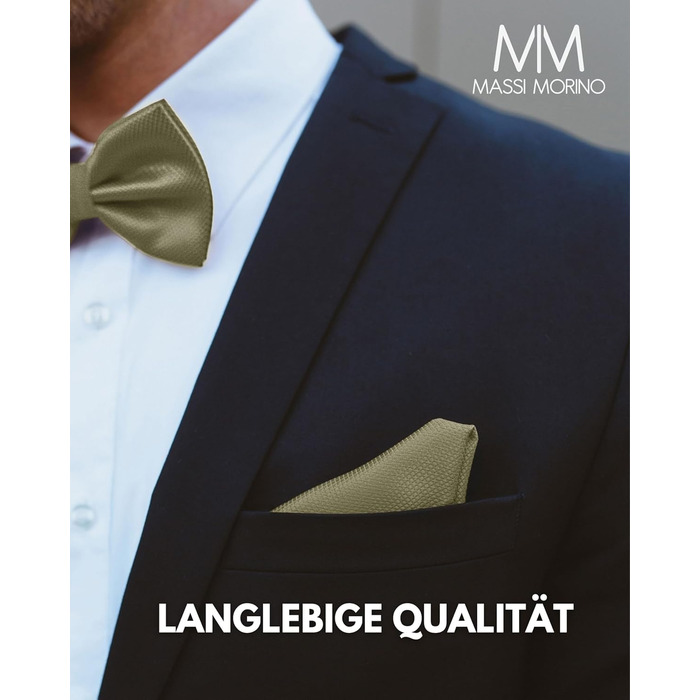 Массі Моріно: Комплект краватка-метелик та нагрудна хустинка для чоловіків - краватка-метелик на весілля, регульована (Salbei)