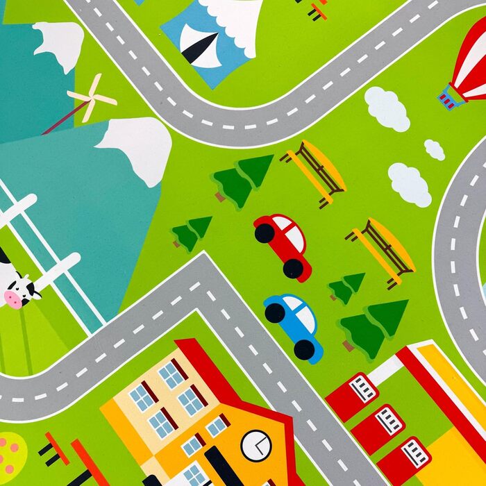 Дитячий килим Teppich-Traum з міською панорамою, сірий, 80x150 см (прямокутний, зелений)