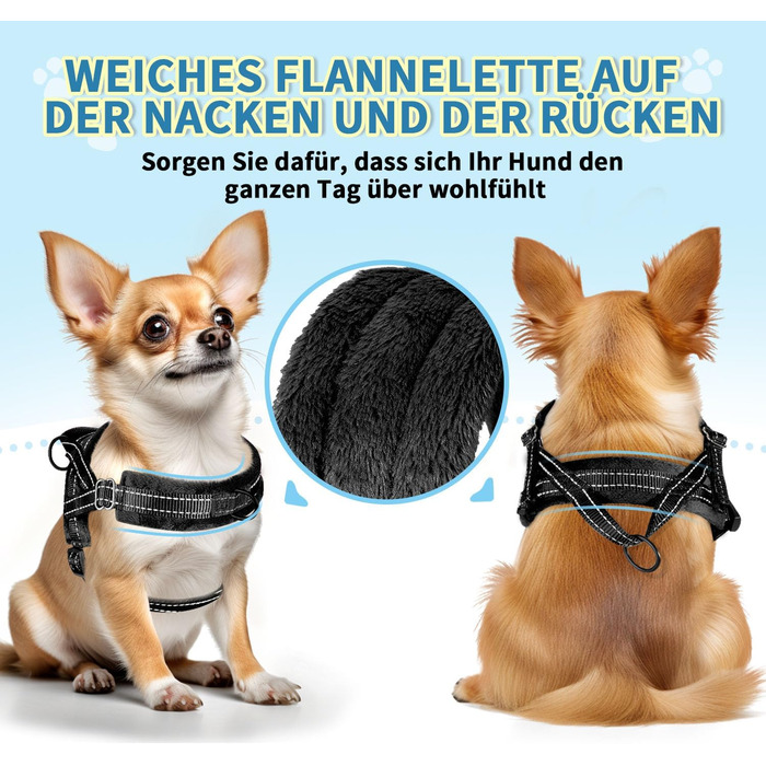 Шлейка для собак середнього та малого розміру з повідком, м'яка, не тягне, чорна, розмір S