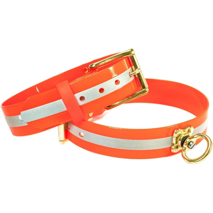 Нашийник для собак Mystique® Biothane з відбивачем, оранжевий, з фурнітурою Gold Messing, 30-40 см