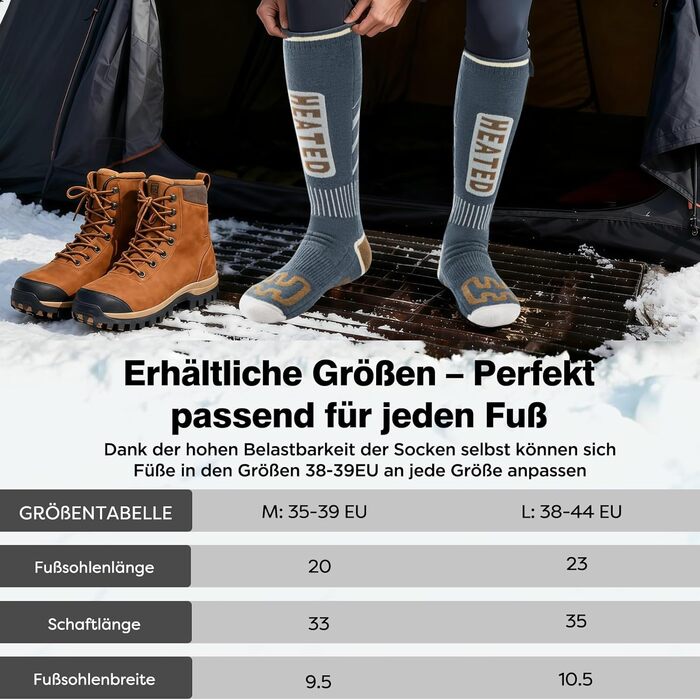 Гріючі шкарпетки для жінок та чоловіків, 5V 6000mAh, керування через додаток, зона нагріву збільшена на 30%, для катання на лижах, активного відпочинку, кемпінгу, походів та мотоциклів, розмір 38-44 EU