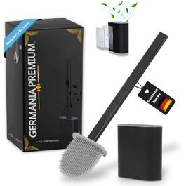 Силіконова щітка для унітазу Klobürste – чорна, настінний монтаж без свердління, самоклеюча – гігієнічна, довговічна, з тримачем