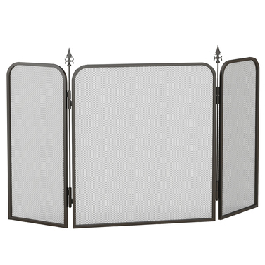 HOMCOM Fireplace Guard, Folding Fireplace Screen with 3 Panels, Spark Guard for Living Room, Bedroom, Metal, 96 x 56 cm, Black | Aosom