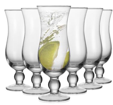 Склянки для коктейлів Nexboraque Hurricane-Glas, 400 мл, 6 шт., Піна Колада, прозорі скляні келихи для води, соків, напоїв, пива
