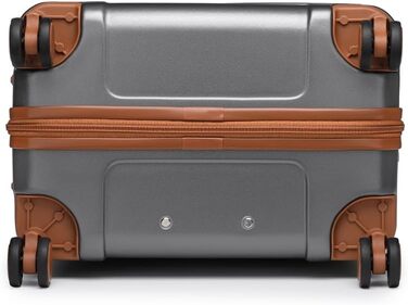 Чемодан British Traveller з ABS+PC корпусом, 54x36.5x21.5 см, білий (сірий, L)