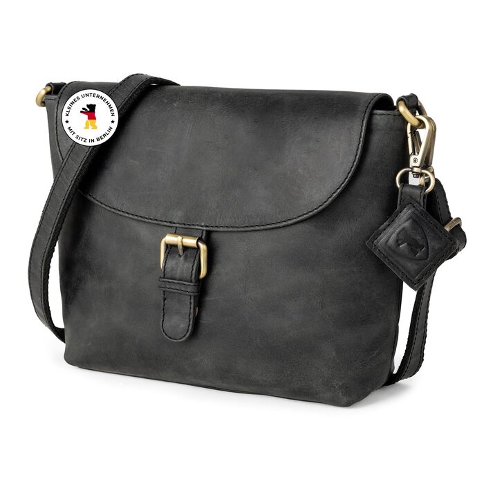 Сумка через плече Berliner Bags Catalina Vintage, шкіряна крос-боді сумка середнього розміру для жінок, темно-сіра з магнітною застібкою