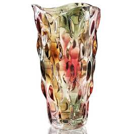 Ваза для квітів велика, кольорова, скляна 24 см - декор, подарунок для жінок, сучасний дизайн
