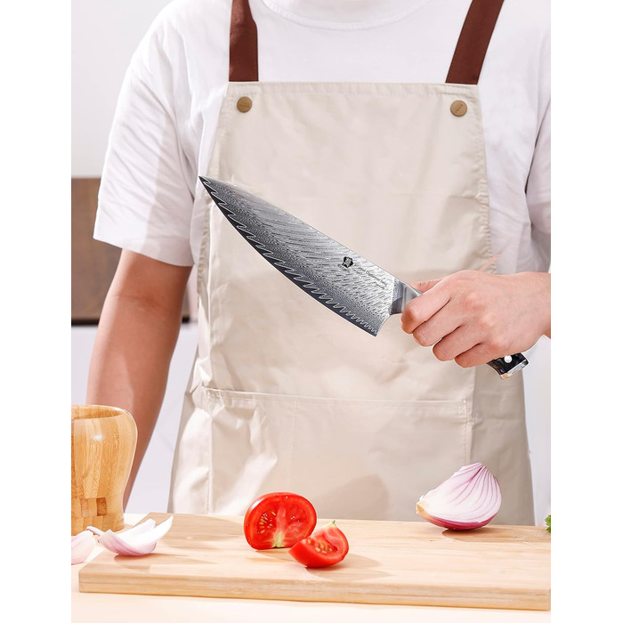 Японський ніж WILDMOK Santoku 20см з дамаської сталі, VG10, ручка з композитного матеріалу, ніж для кухні