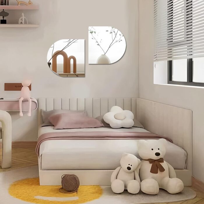 Акрилові дзеркала наклейки на стіну - безпечні, самоклеючі, для макіяжу, фітнесу, дитячої кімнати та декору (2 шт.)