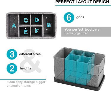 Органайзер для ванної кімнати ZCCZ: великий тримач для зубних щіток та чаша для косметики з гранітною текстурою
