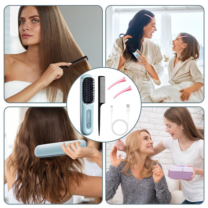 Бездротова щітка-випрямляч для волосся Mini Hair Straightener, 160-200°C, LED дисплей, 3 температурні режими, M2