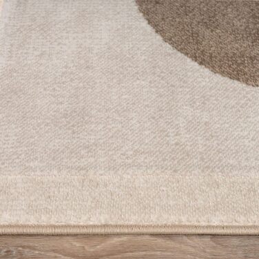 Килимок для вітальні TT Home з коротким ворсом, геометричний дизайн, абстрактний стиль, бежевий та темно-кремовий, 80x150 см