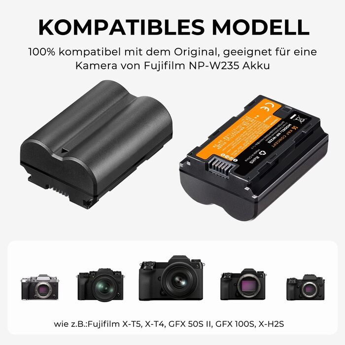 Зарядний пристрій K&F CONCEPT NP-W235 з двома слотами для Fujifilm (2 x 2200mAh)