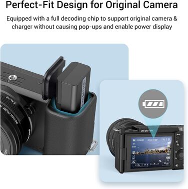 SMALLRIG Запасні акумулятори для Sony NP-FW50 (2 шт.) з LCD-дисплеєм та зарядним пристроєм. Сумісні з Sony ZV-E10, A6300, A6400, A6500, A7 II, A7R II, A7S, A7S II, A7R, RX10 III