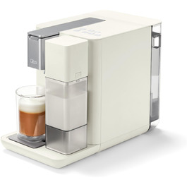 Tchibo Qbo MILK MASTER Premium Capsule Machine for Cappuccino, Espresso, Caffè Crema, Caffè Grande, one-touch milk froth with removable 300ml milk tank, with automatic shut-off, White Cashmere
