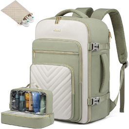 Рюкзак LOVEVOOK 40L для ручної поклажі в літак, водонепроникний, з відділенням для ноутбука 17 дюймів, для подорожей, роботи, хайкінгу, оливково-бежевий