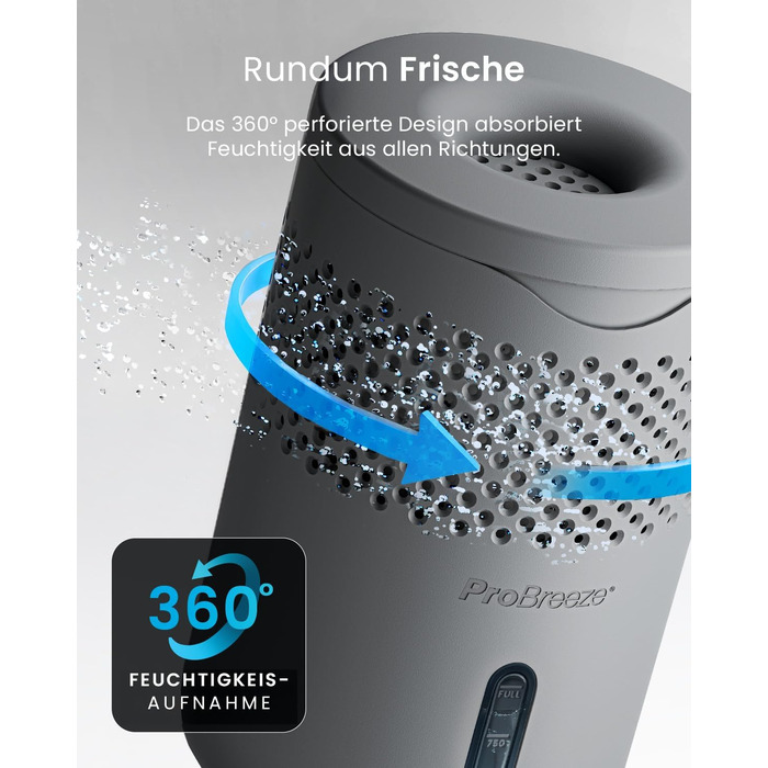 Pro Breeze Osmo: Безшумний осушувач повітря для дому, спальні, шафи, авто. Таблетка 700г (до 100 днів). Колір: сірий