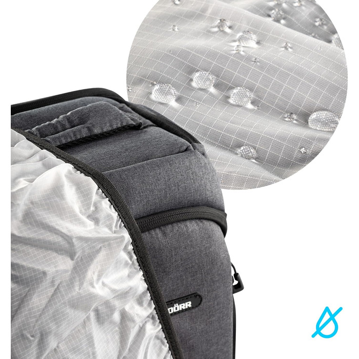 Рюкзак для фототехніки DÖRR Prag Pro 16L, водонепроникний, для DSLR/SLR, з відділенням для ноутбука 16 дюймів, знімні перегородки, кріплення для штатива, дронів, сірий