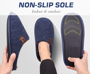 Тапочки чоловічі COFACE з фетру, теплі та зручні, з антиковзкою гумовою підошвою, розмір 40-49, темно-синій