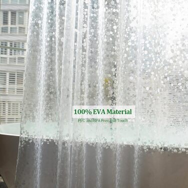 Водонепроникна штора для душу Eva 190 см з магнітами та кільцями, ПВХ, прозора, міцна
