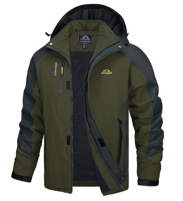 Чоловіча демісезонна куртка TACVASEN Softshell — водовідштовхуюча легка куртка для походів та прогулянок з відстібним капюшоном, армійний зелений, XXL