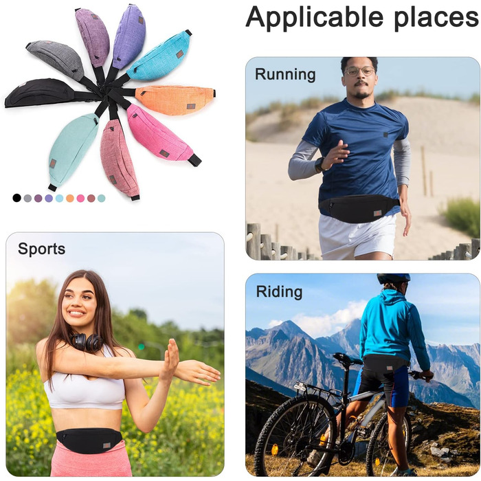 Поясна сумка TINYAT для туризму та спорту, чорна, T201