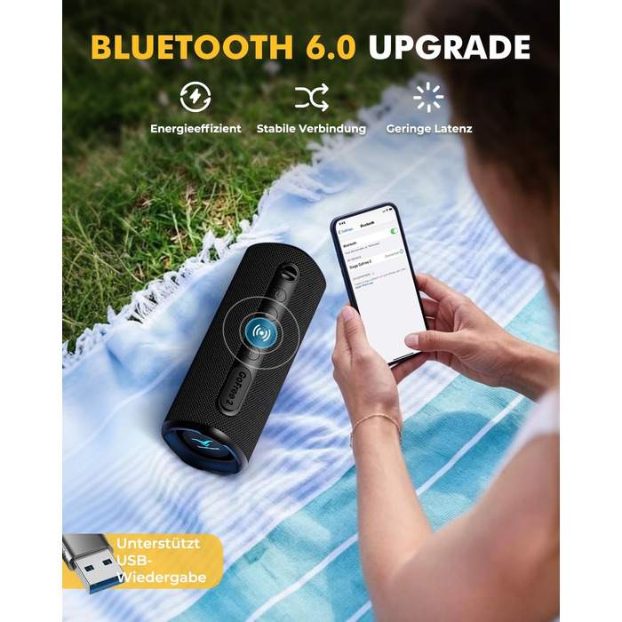 Портативна Bluetooth колонка StageSound 40W з басами, RGB підсвіткою, IP67 водонепроникна, TWS стерео, 12 год автономії для подорожей, кемпінгу, вечірок