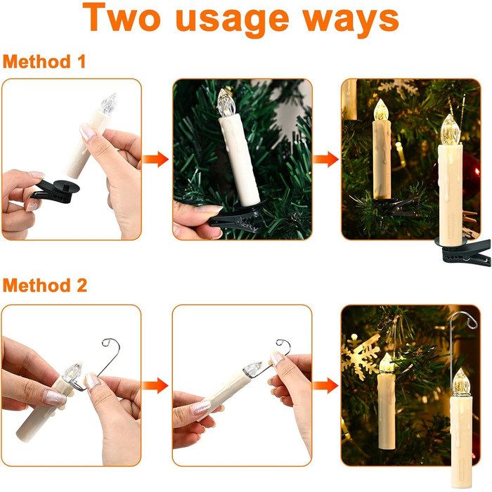 Cimetech 1920s Christmas Tree Candles Wireless LED Floating Candles Christmas Tree Lighting String Lights Christmas Tree Warm White Christmas Decoration with Remote Control Timer 1.5 x 8 cm