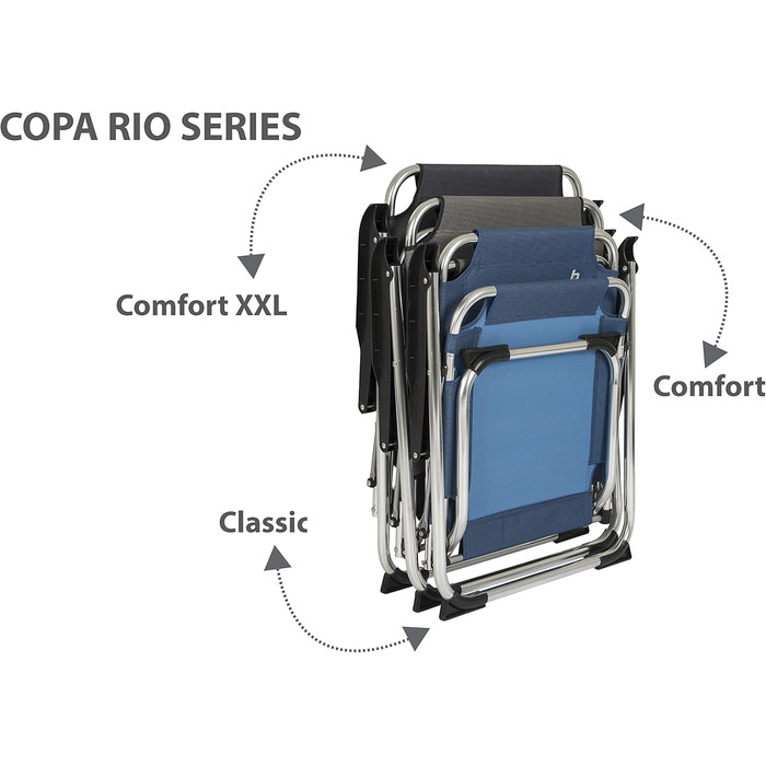 Крісло для кемпінгу Bo-Camp Copa Rio Comfort: складане, чорне, для відпочинку на природі та риболовлі